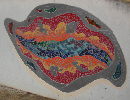 Mosaic on Fitzroy Gardens Playground wall, Kings Cross (image)